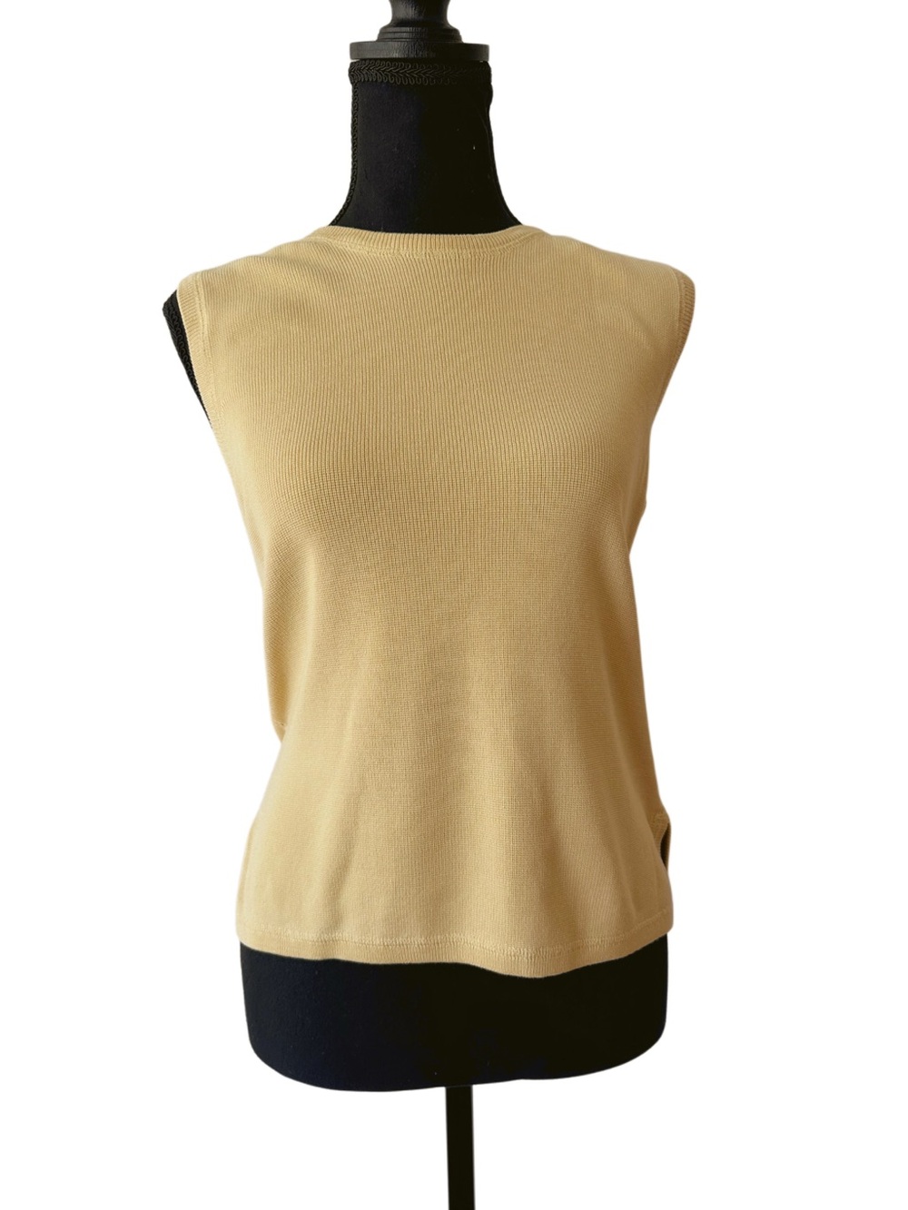 Butter Yellow Silk and Cotton Sleeveless Knit Top